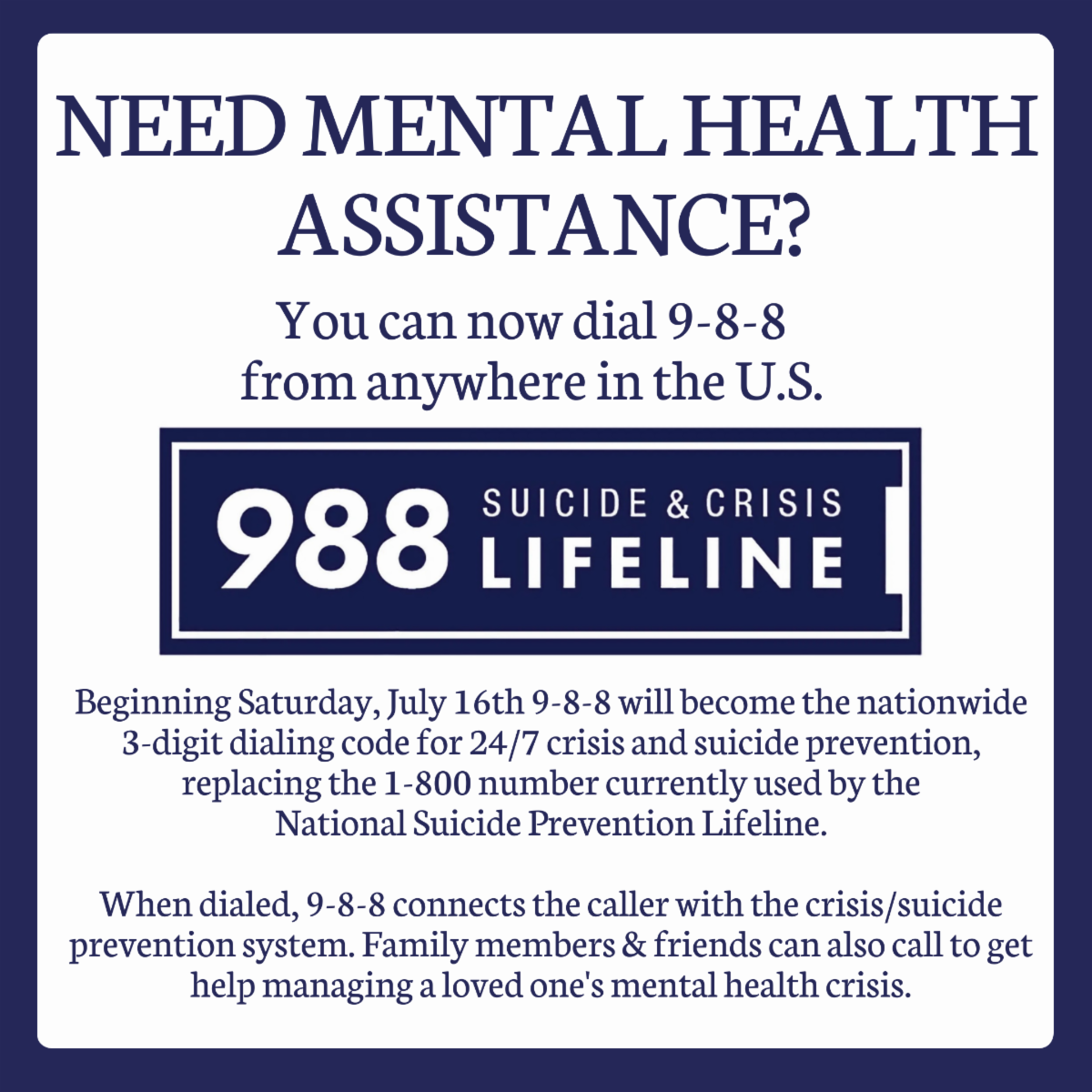 Suicide & Crisis Lifeline - 988 | Midland Park NJ